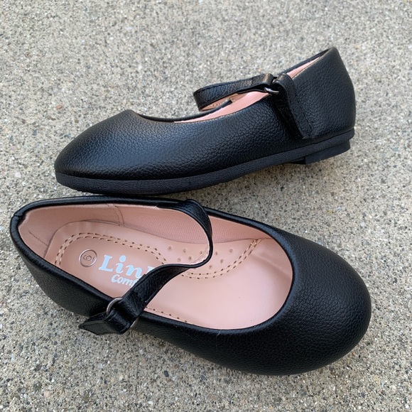 Infant Toddler Black Velcro Plain Ballet Flats - Picture 3 of 4